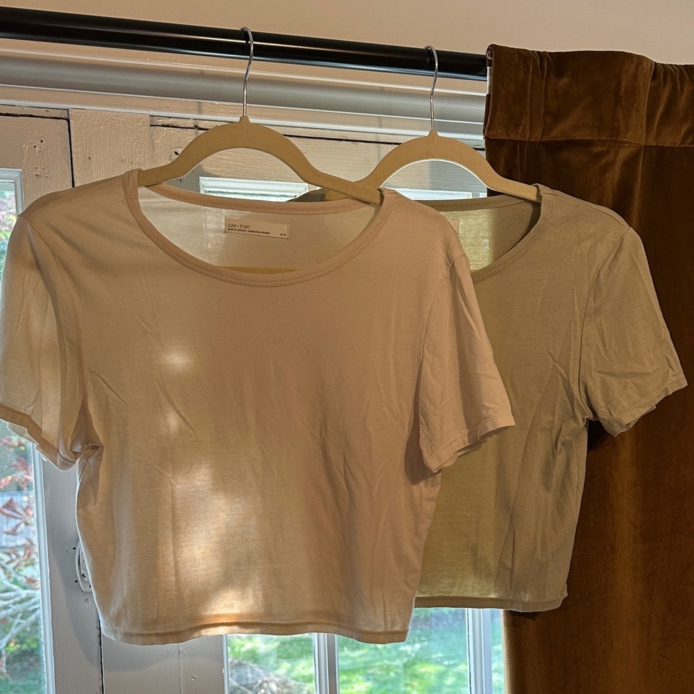 OAK + FORT Cream Crop Top Set
